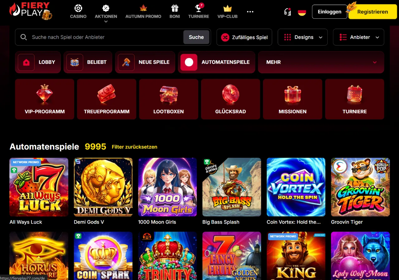 FieryPlay Spielautomaten-Lobby