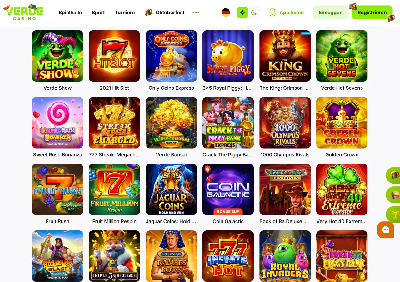 VerdeCasino Spielautomaten-Übersicht